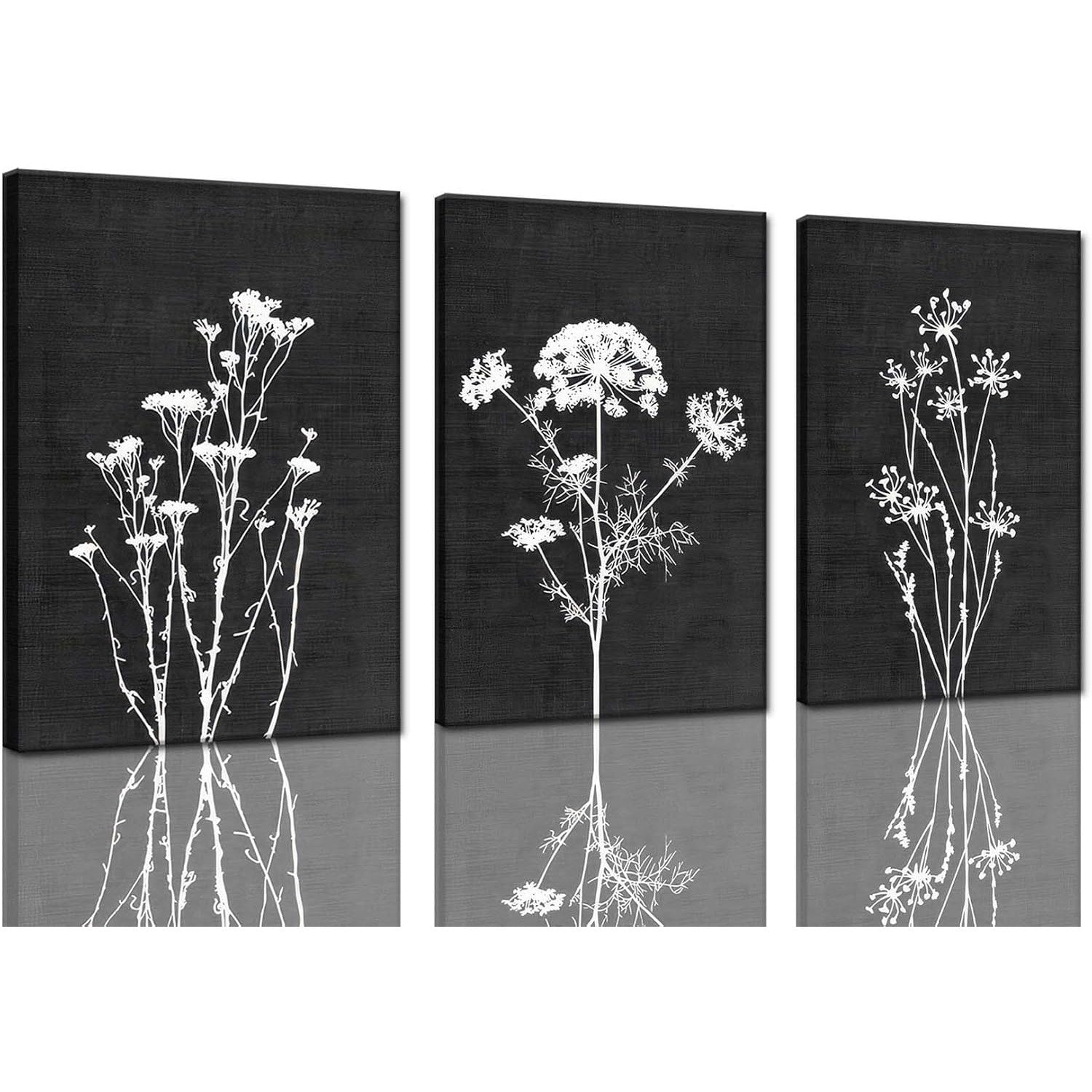 Flower Plant Black and White Botanical