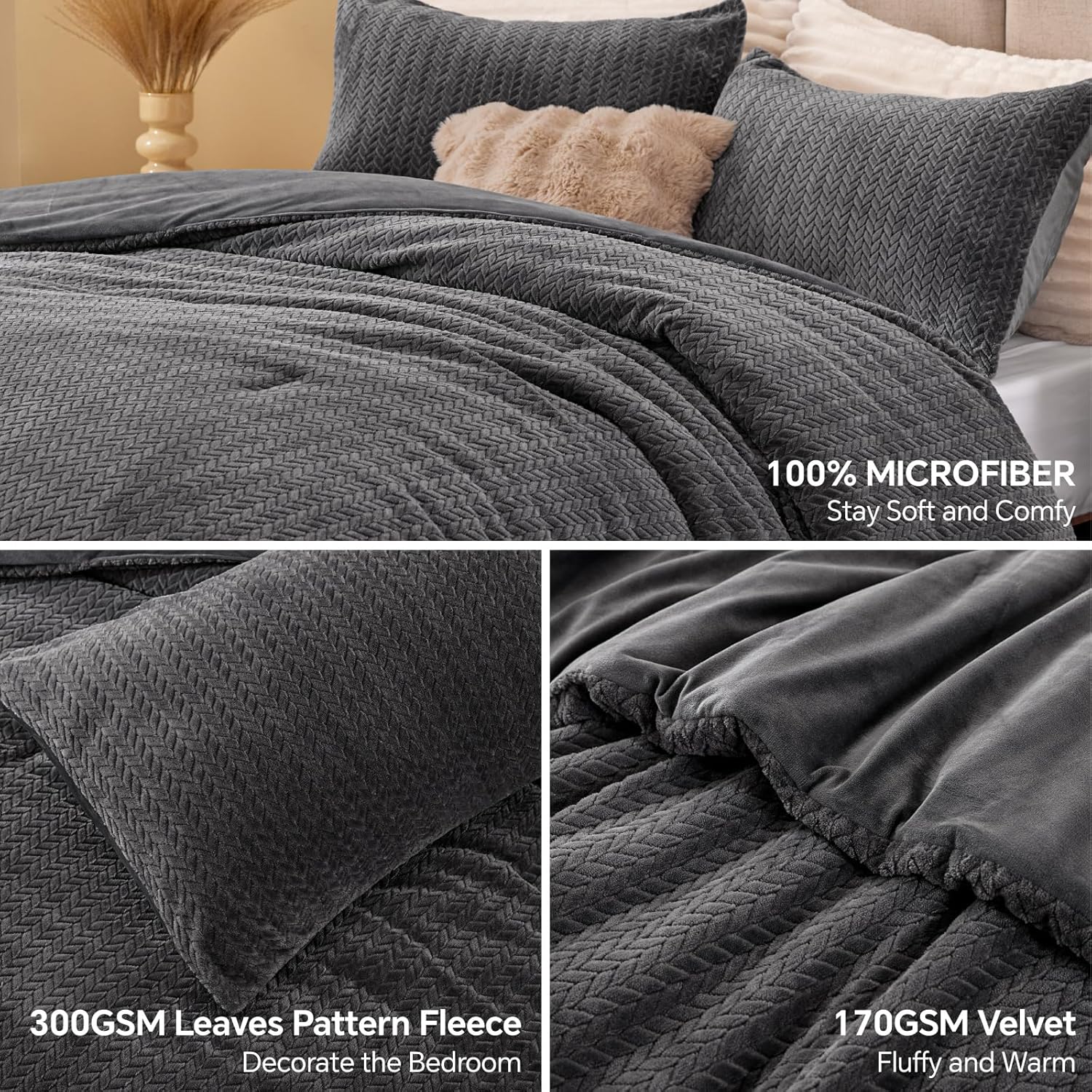 Fluffy Queen Comforter with Two pillow cases