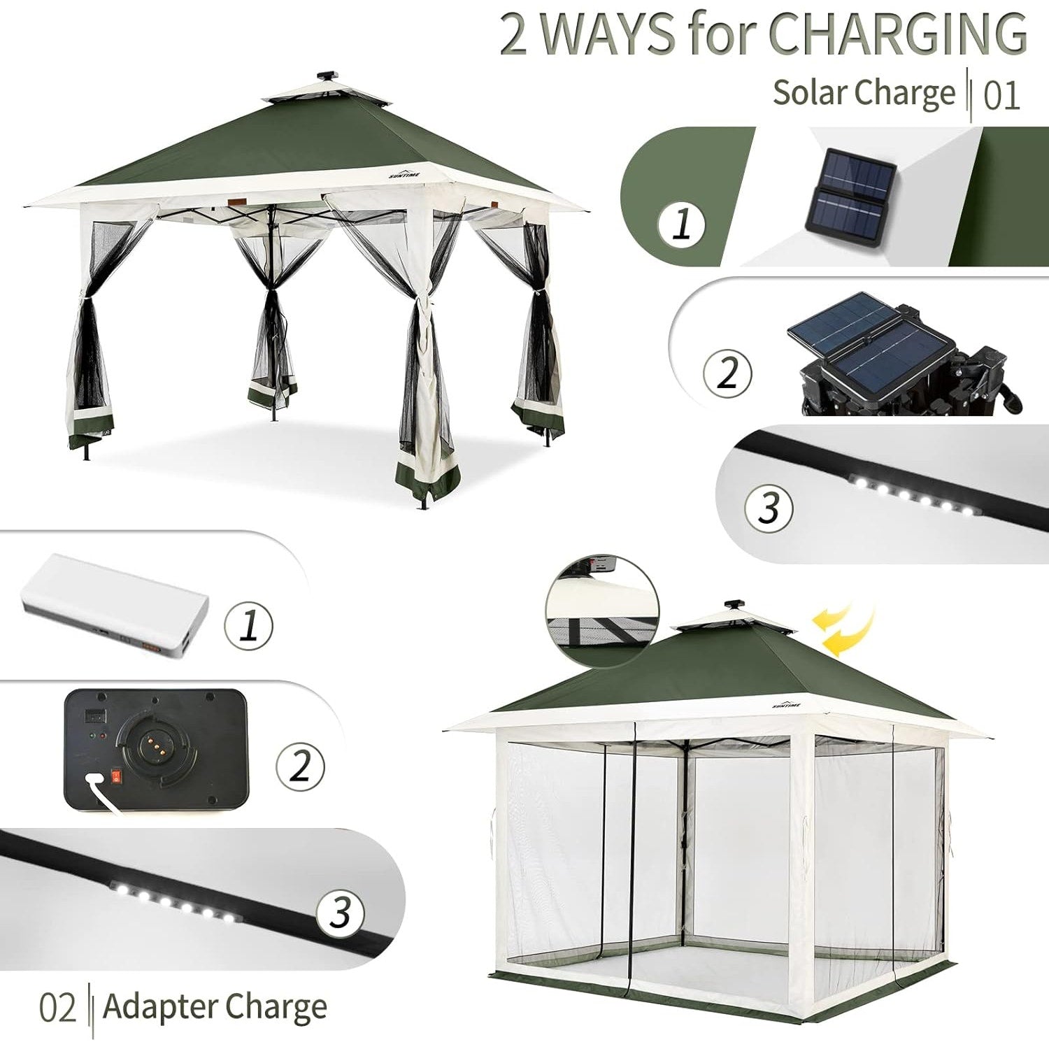 Suntime 12 x 12 Pop Up Gazebo with LED Lights