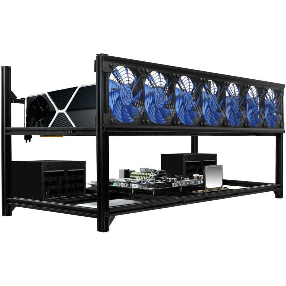 Kingwin 8 GPU Miner Rig Case Frame – Premium Stackable Aluminum Mining Rig Enclosure