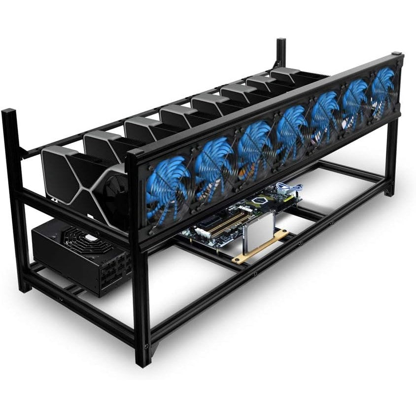 Kingwin 8 GPU Miner Rig Case Frame – Premium Stackable Aluminum Mining Rig Enclosure