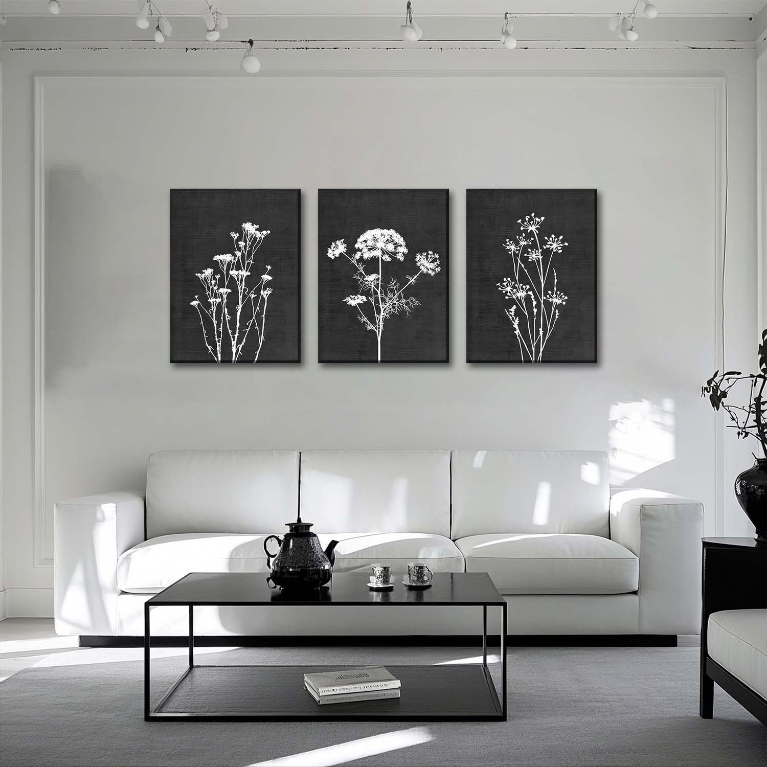 Flower Plant Black and White Botanical