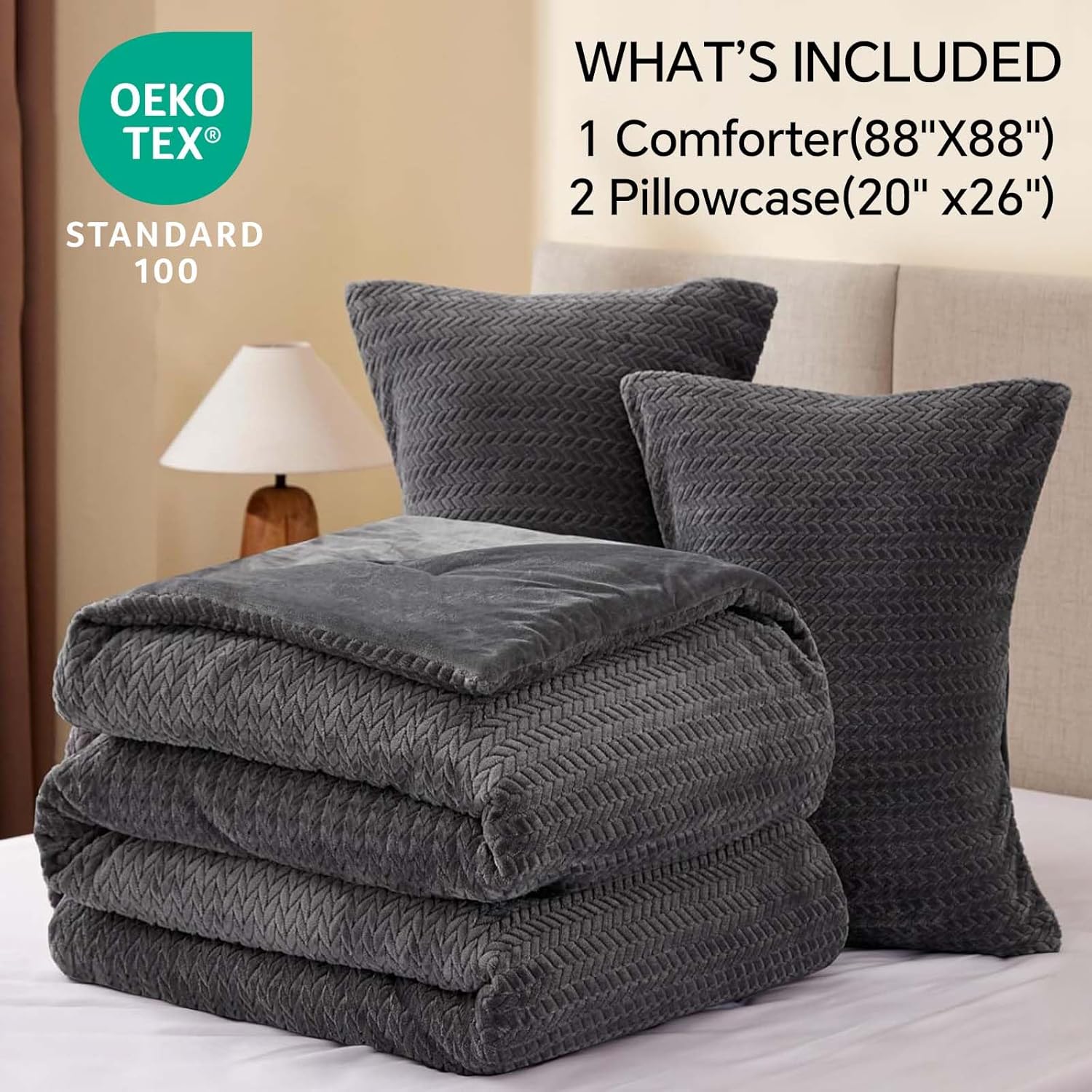 Fluffy Queen Comforter with Two pillow cases