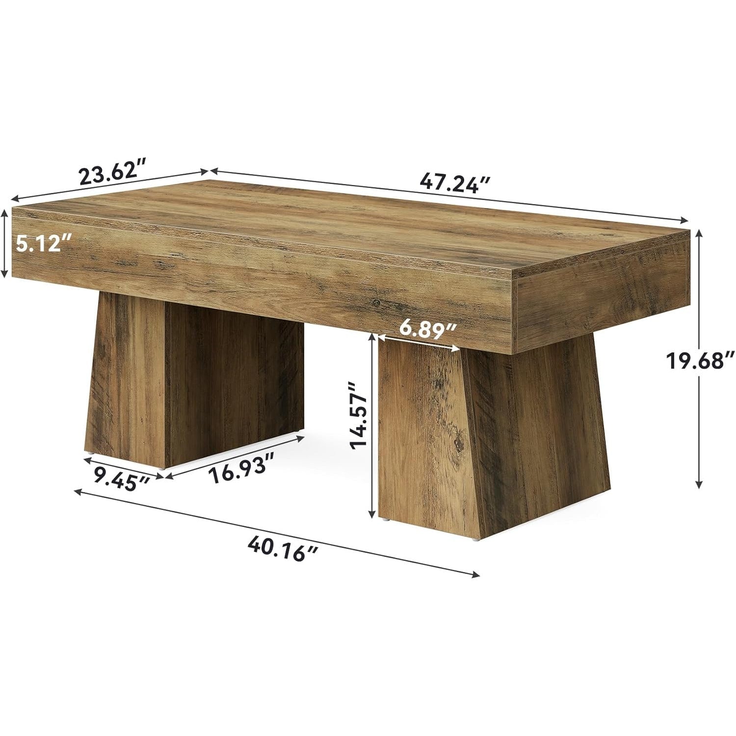 LITTLE TREE 47" Wooden Farmhouse Coffee Table