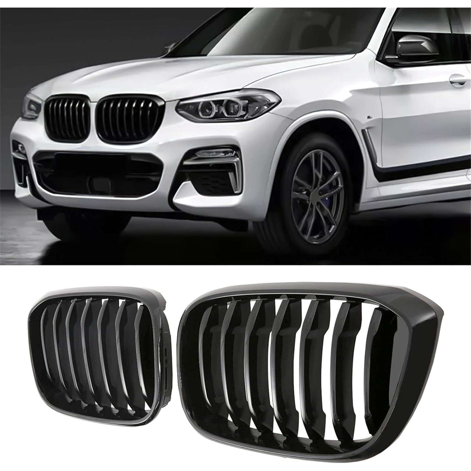 Grille Front Bumper Kidney Grill Compatible with BMW 5 Series X3 X4 G01 G02 2018 2019 2020 2021