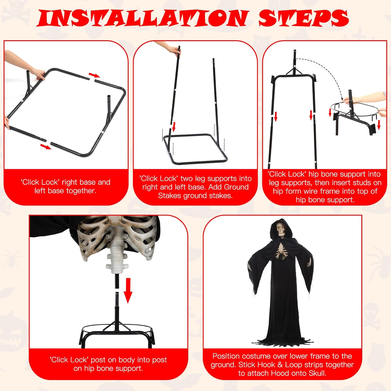 7FT Tall Scary Animated Grim Reaper with Lighted Red Eyes Sound & Touch Activated