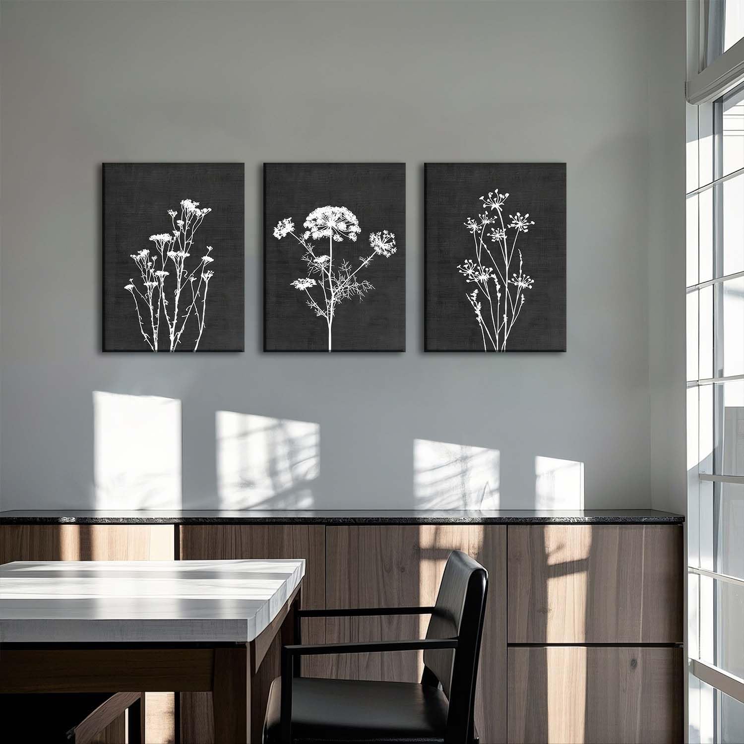 Flower Plant Black and White Botanical