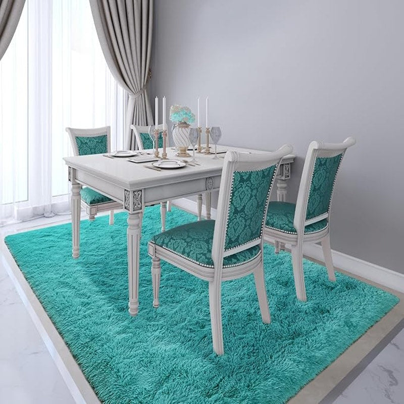Terrug Blue Fluffy Area Rug 5X8