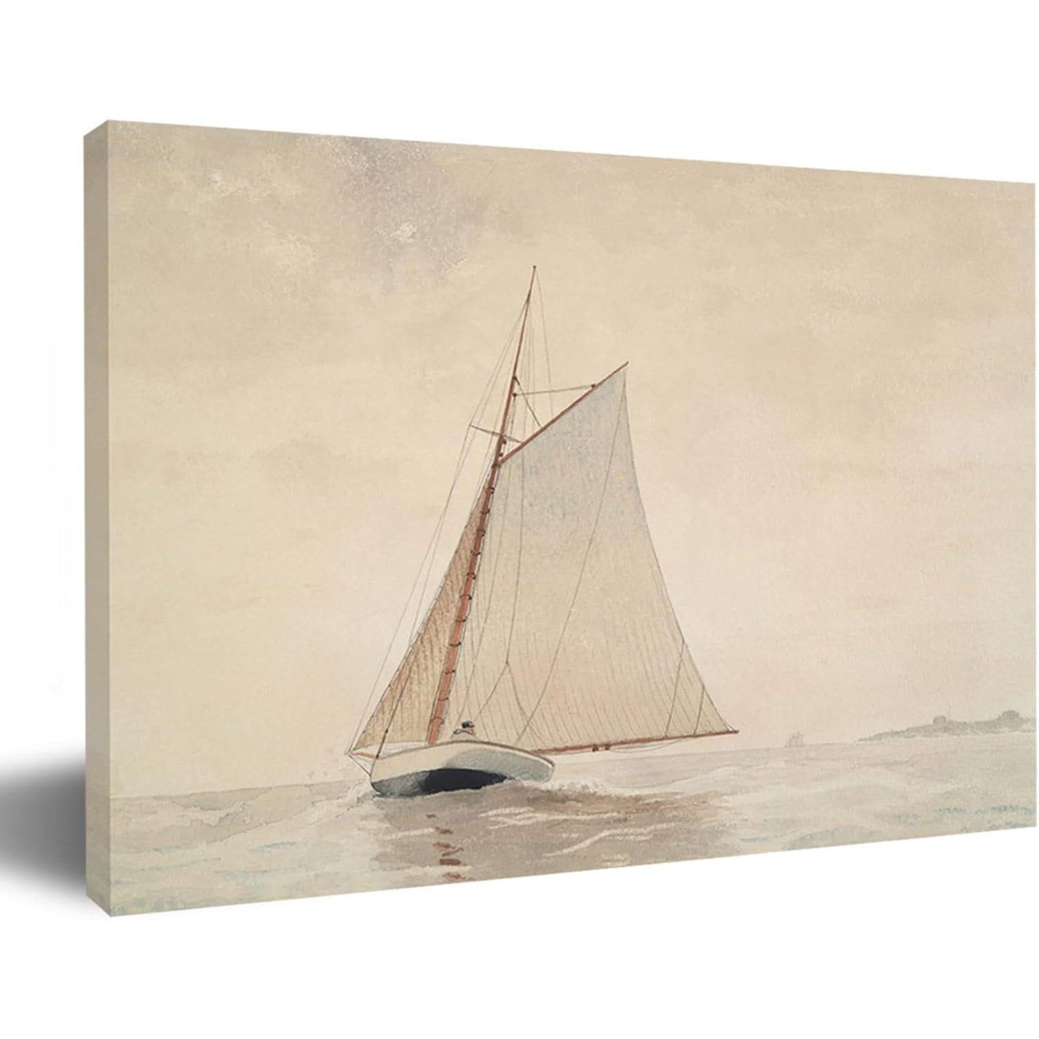 Neutral Seascape Canvas Print Painting 12x16 Inch