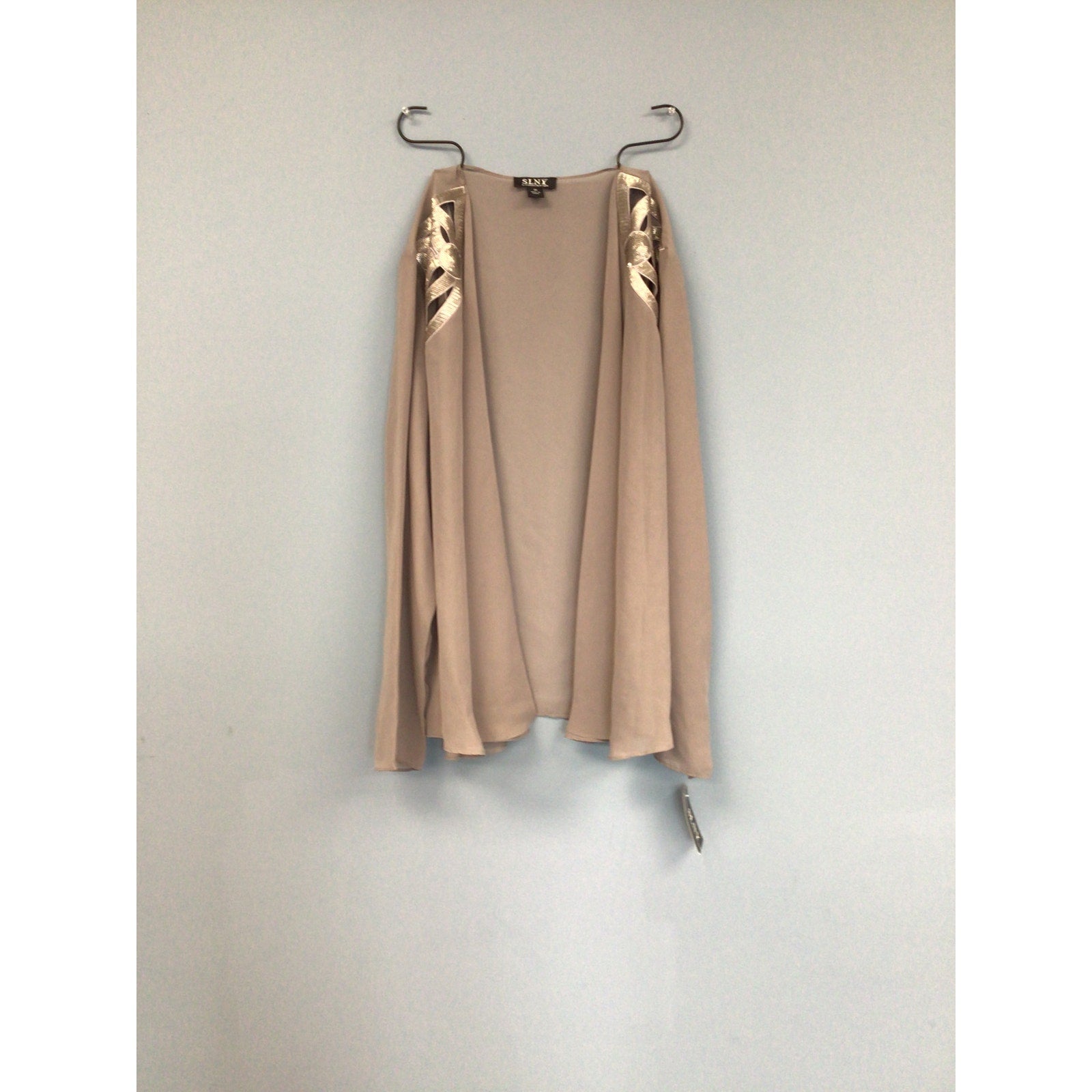 S.L. Fashions Mother of The Bride Jacket Dress with Sequined Cut Out Shoulder