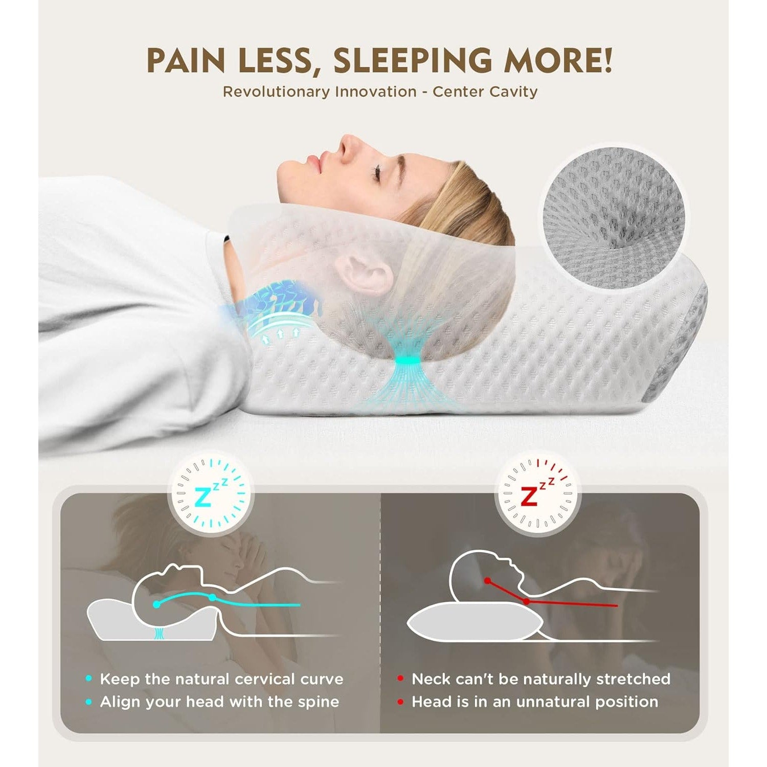 Osteo Cervical Pillow for Neck Pain Relief, Queen