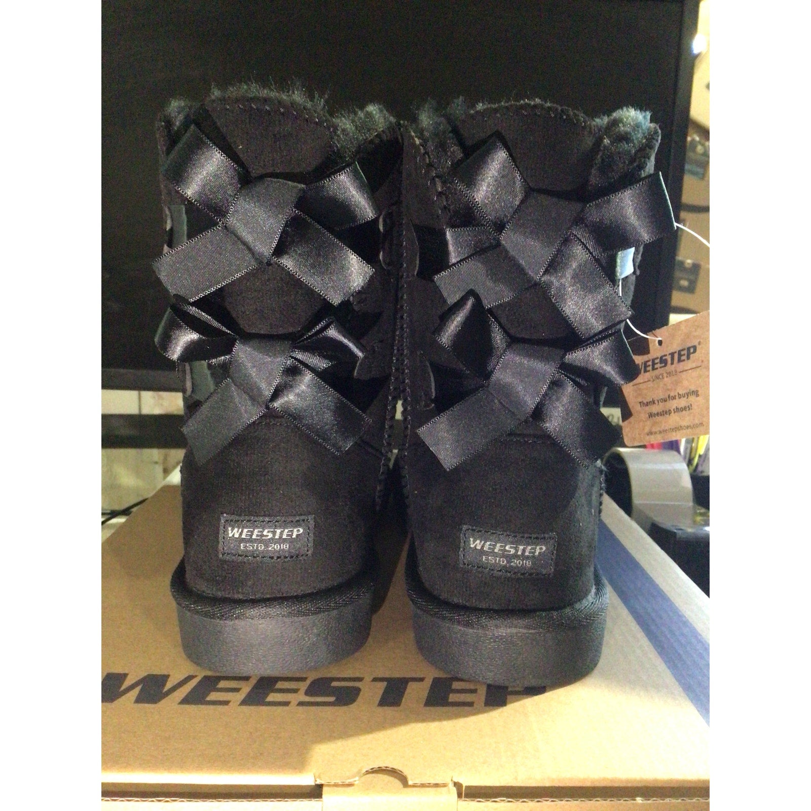 Weestep Women's Mid Calf Fur Lined Bow Winter Snow Boots