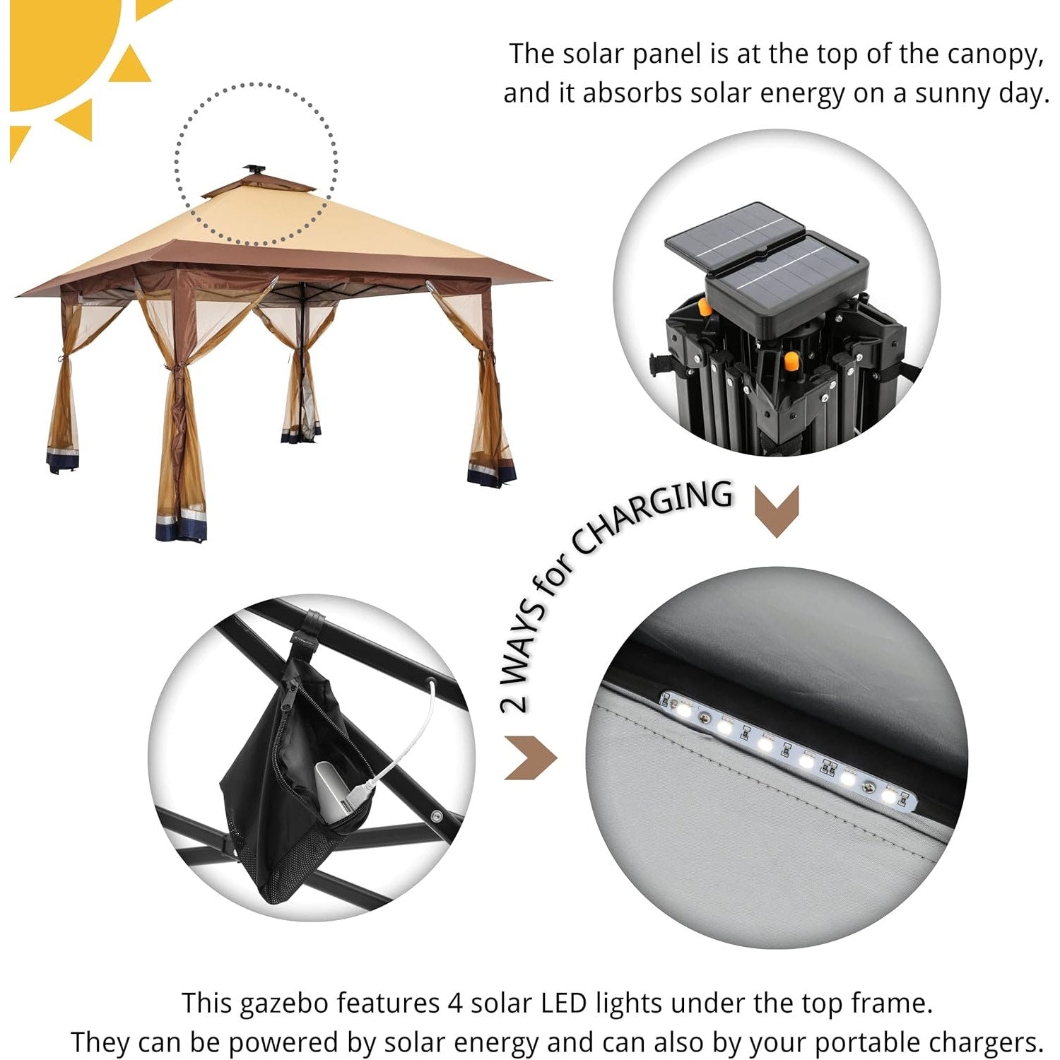 Suntime Pop Up Gazebo Polyester Canopy Tent