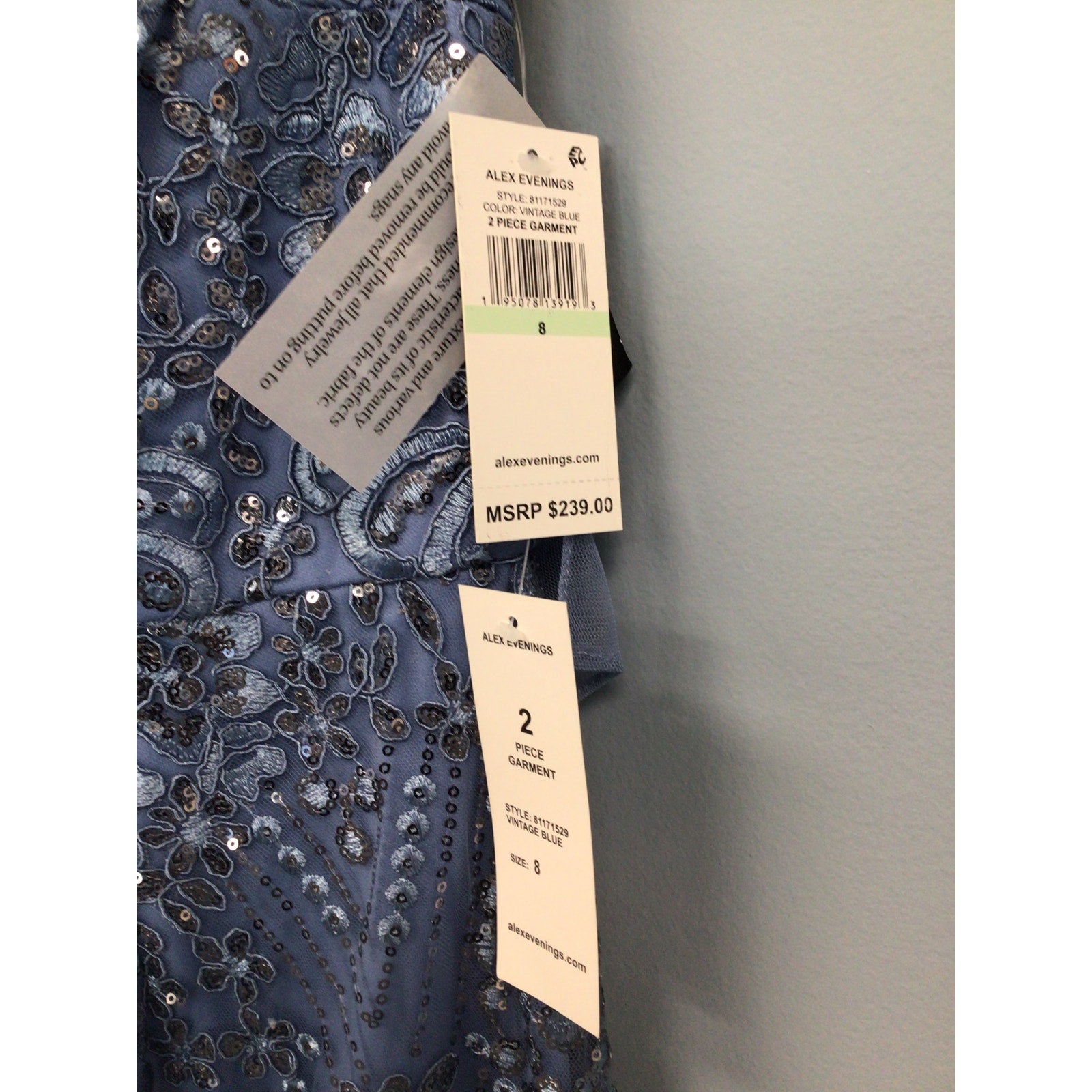 Alex Evenings Women's Long Fit and Flare Mother of The Bride Dress with Godet Detail, Vintage Blue