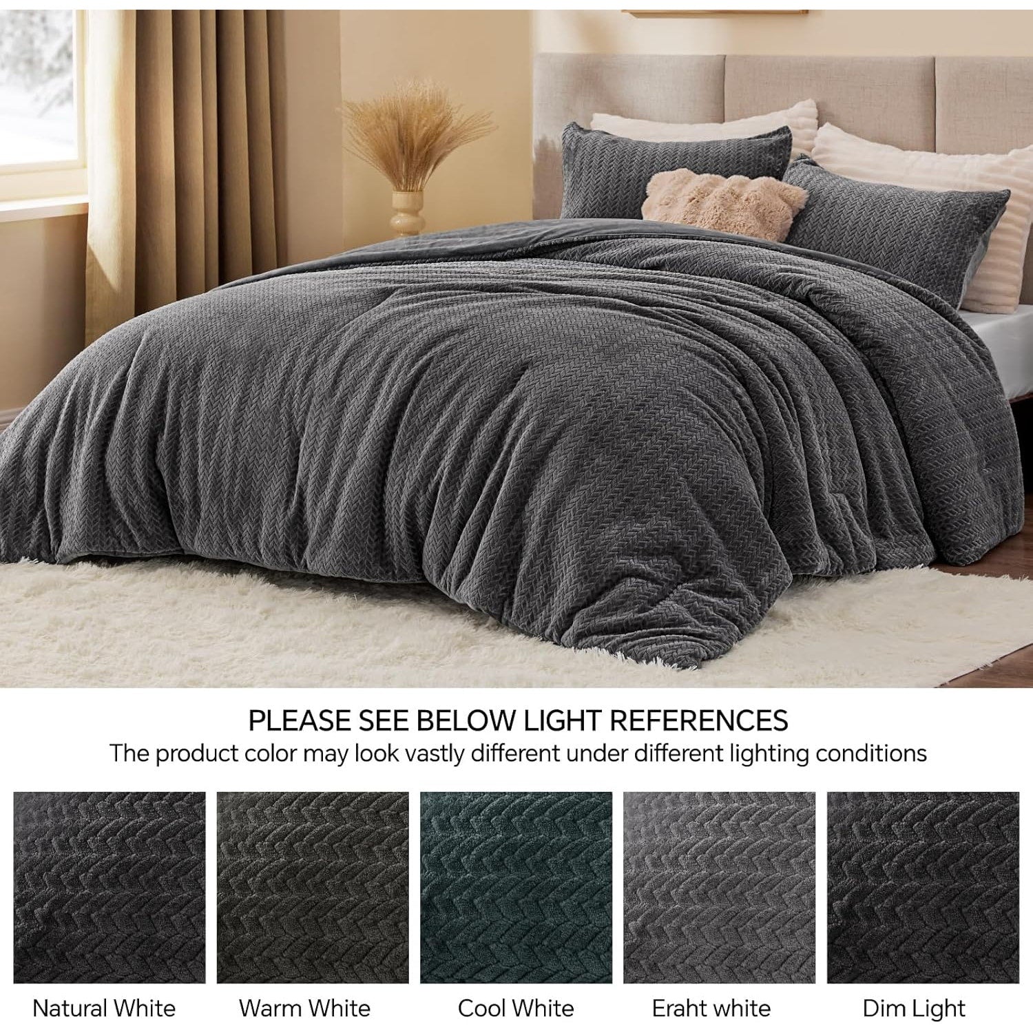 Fluffy Queen Comforter with Two pillow cases