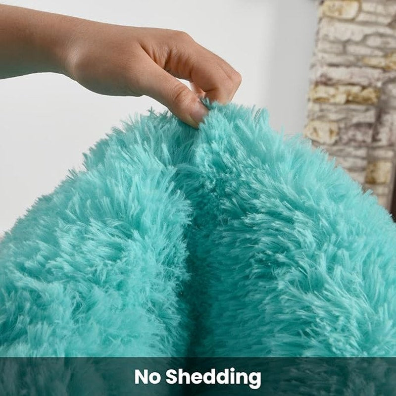 Terrug Blue Fluffy Area Rug 5X8