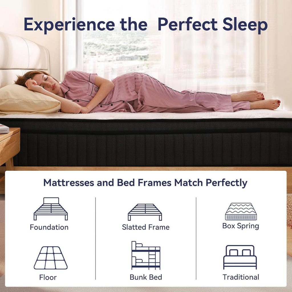 Queen Mattress, 12 Inch Hybrid, Medium Firm