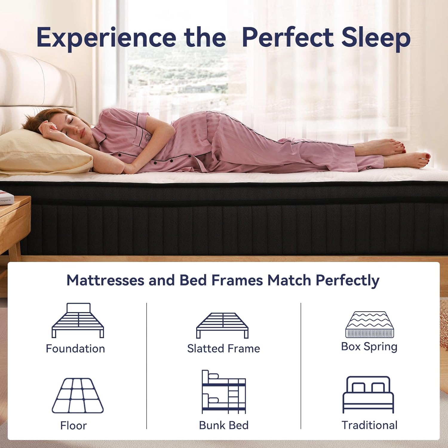 Queen Mattress, 12 Inch Hybrid, Medium Firm