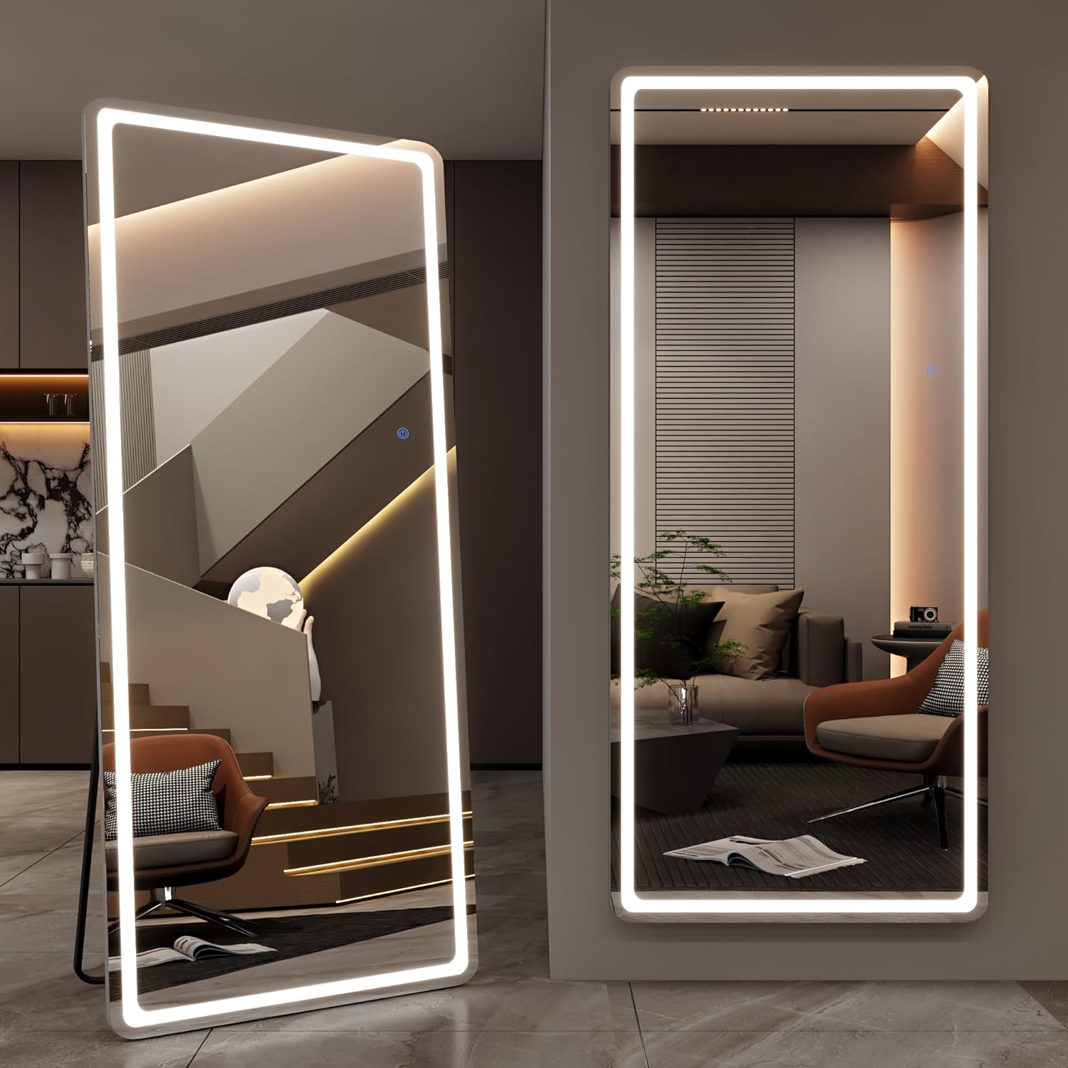 71x28 LED Full Length Mirror, Floor & Wall Mount