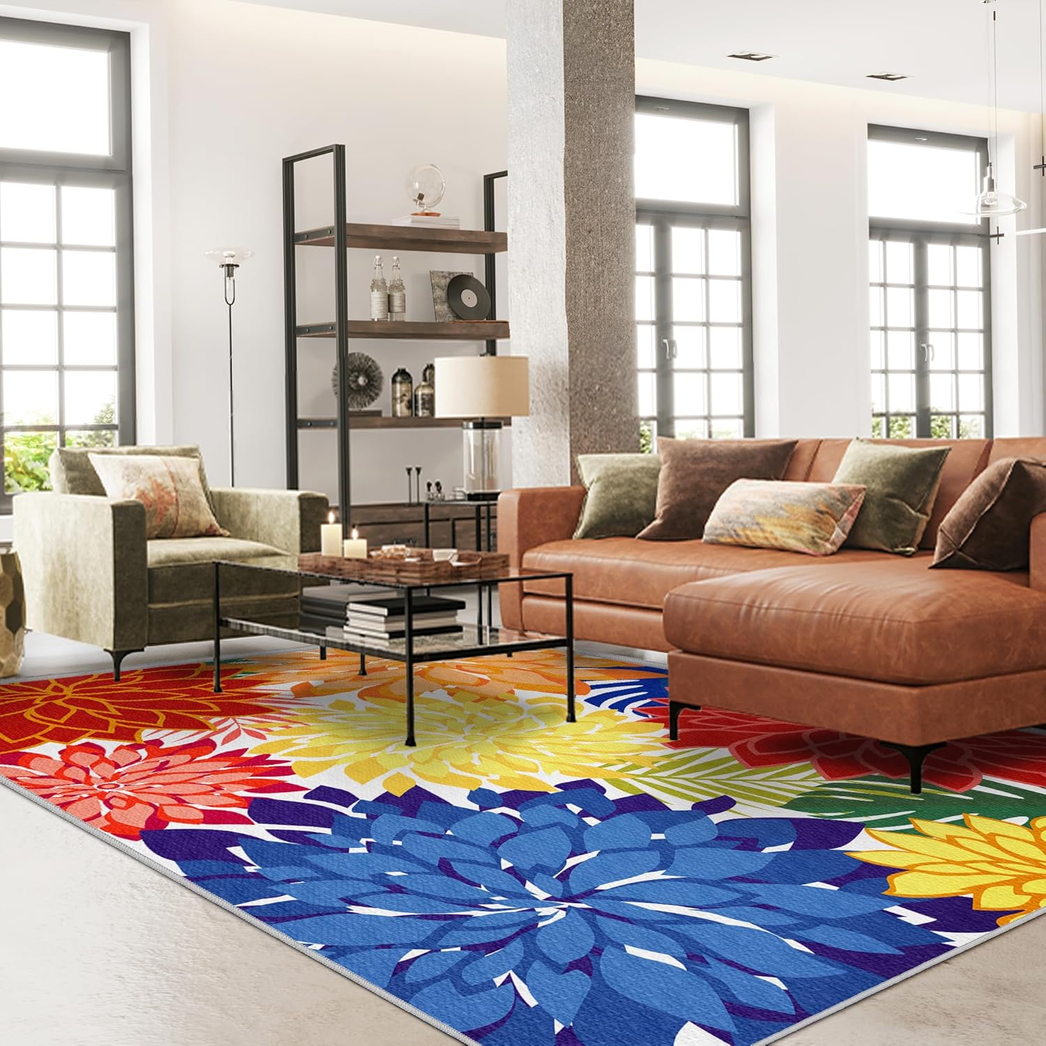 8x10 Washable Multicolored Indoor Outdoor Rug