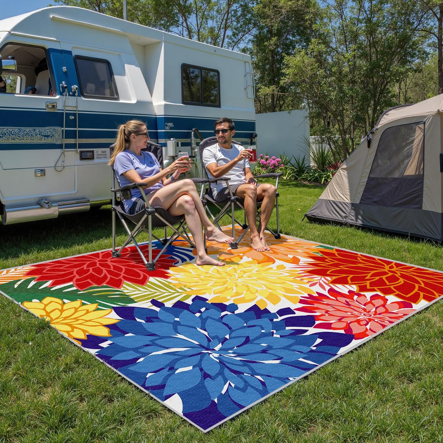 8x10 Washable Multicolored Indoor Outdoor Rug