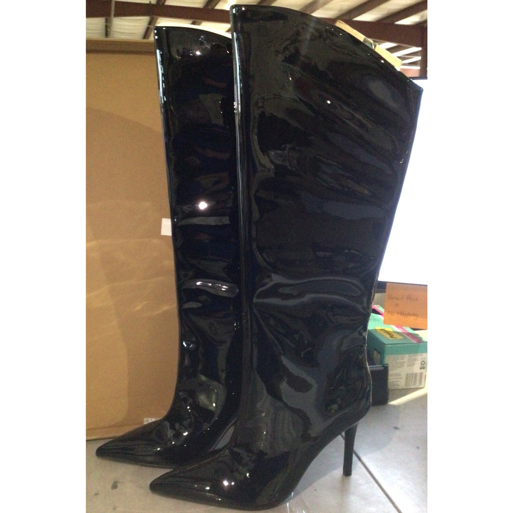 Sarina Black Patent Knee High Boot