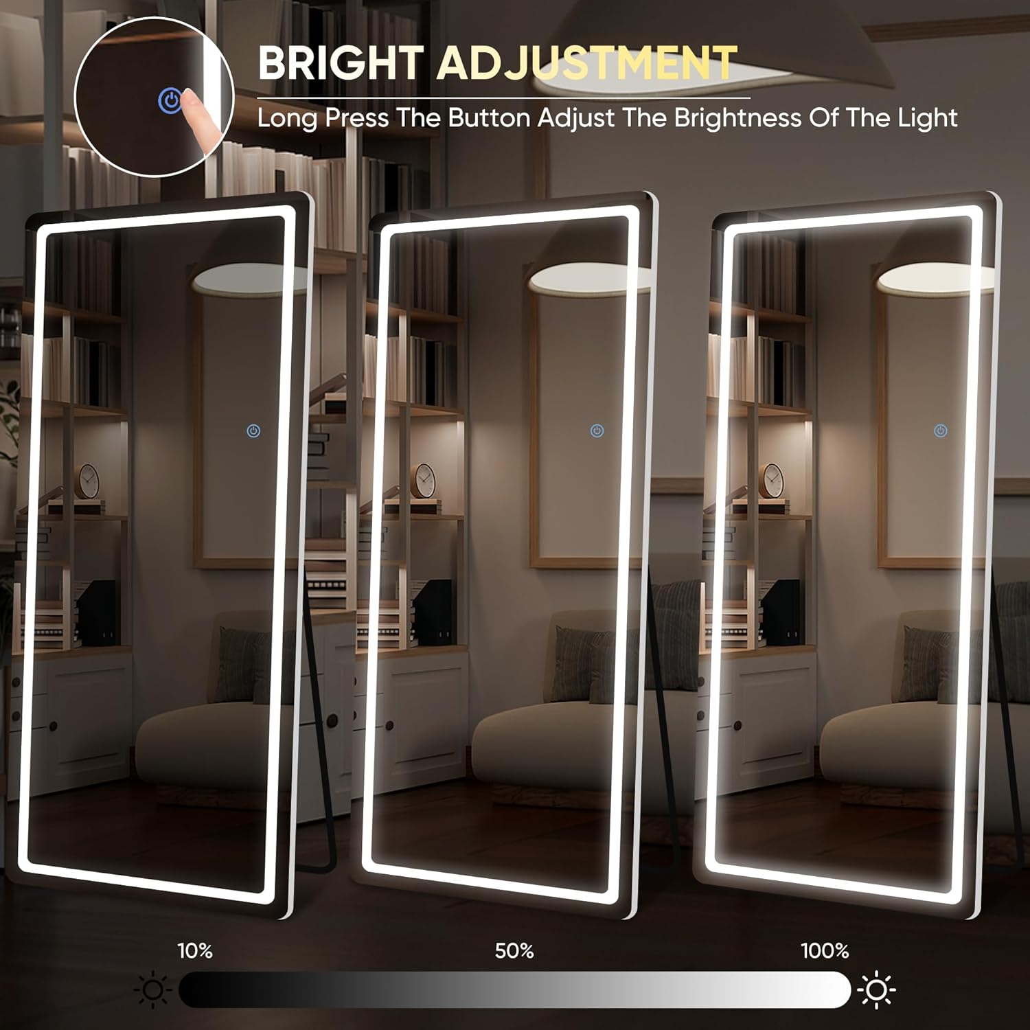 71x28 LED Full Length Mirror, Floor & Wall Mount