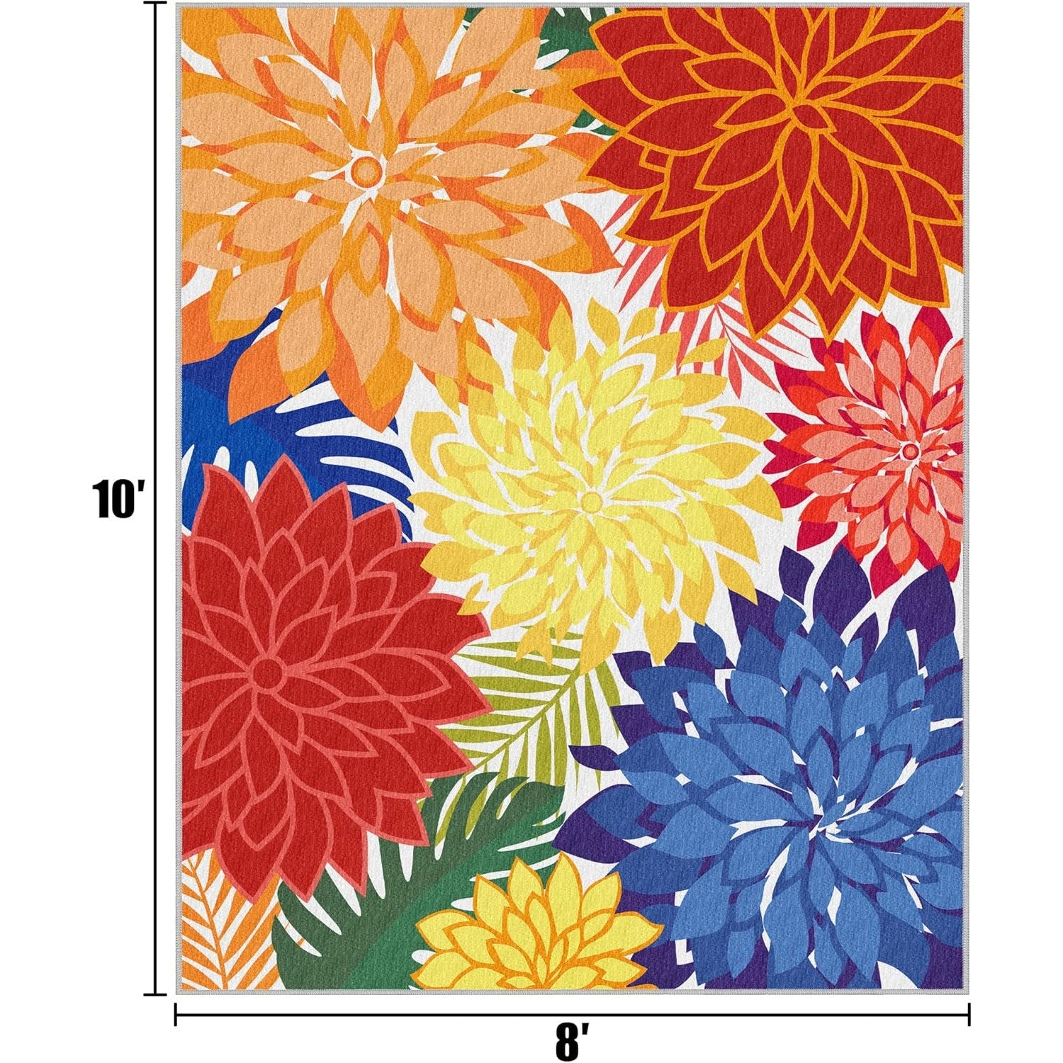8x10 Washable Multicolored Indoor Outdoor Rug