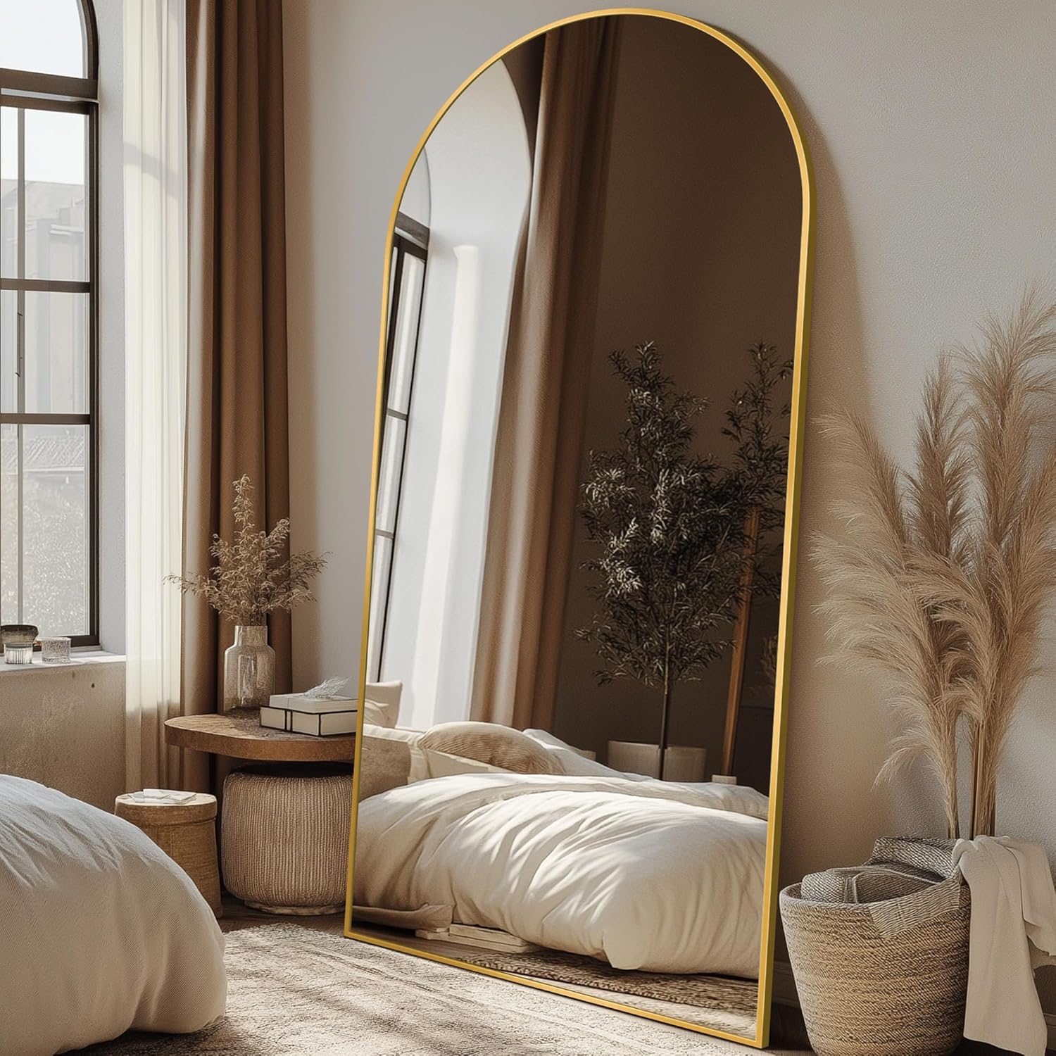 76x34 Arched Full Length Mirror, Gold