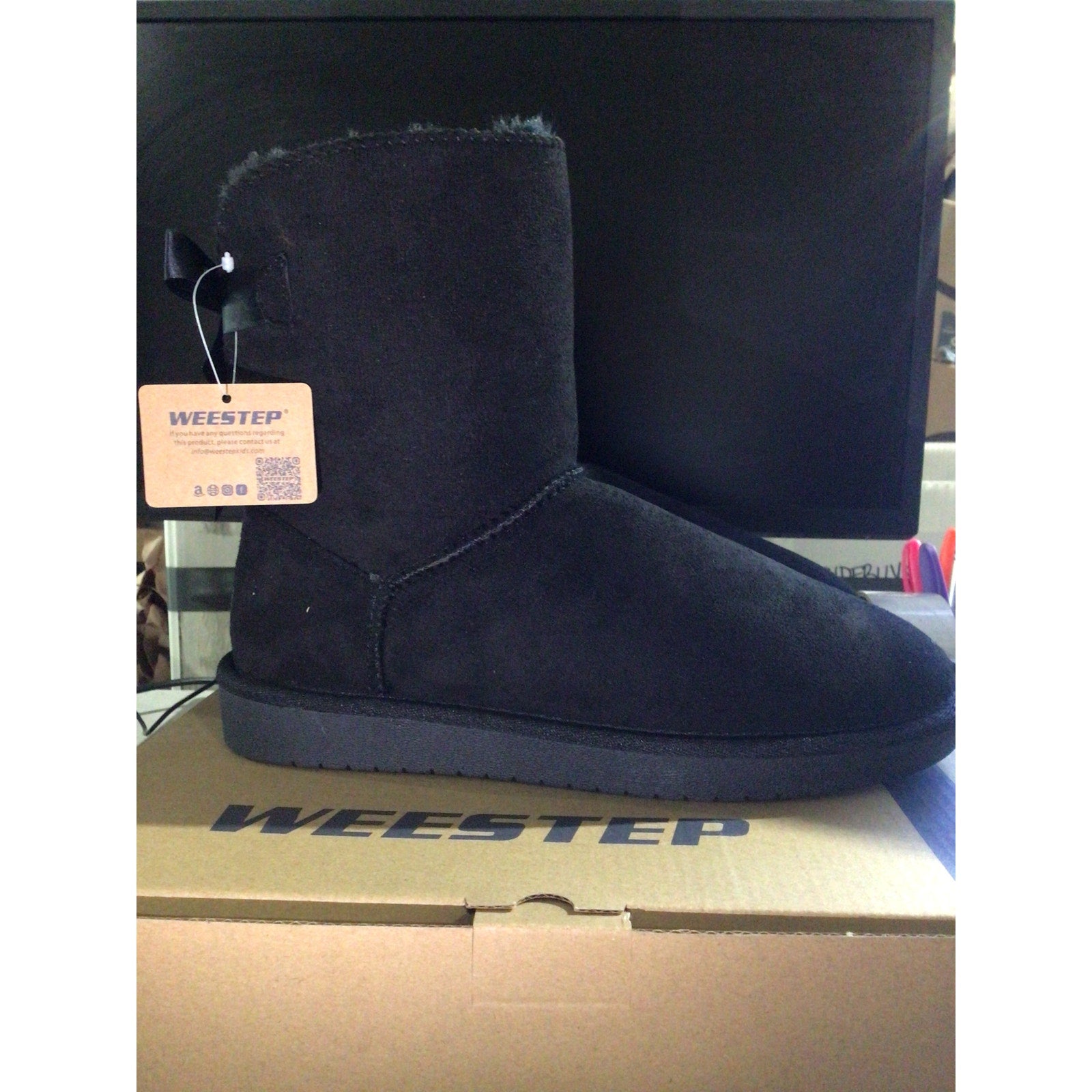 Weestep Women's Mid Calf Fur Lined Bow Winter Snow Boots