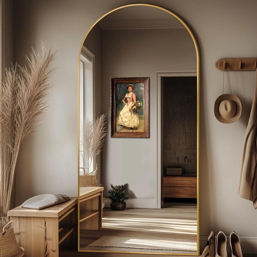 76x34 Arched Full Length Mirror, Gold