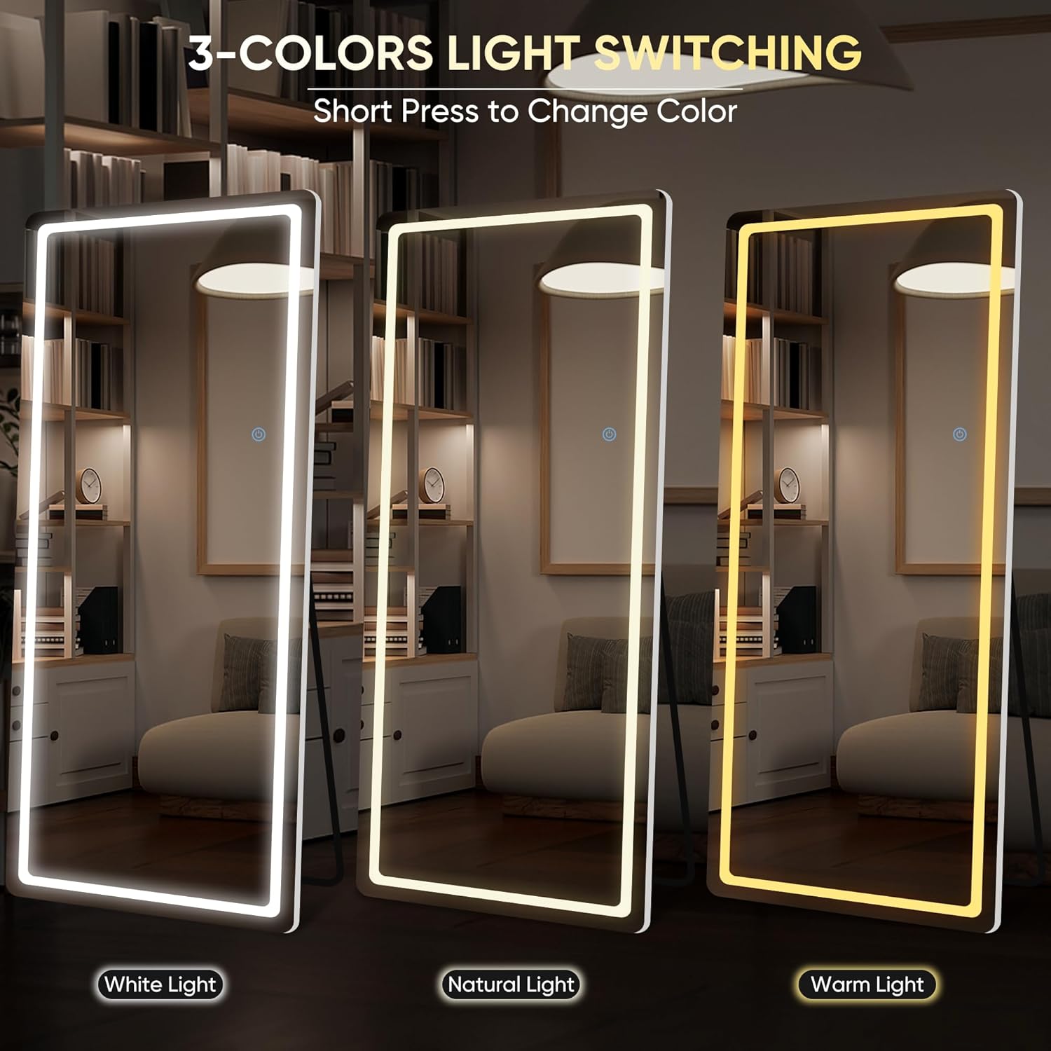 71x28 LED Full Length Mirror, Floor & Wall Mount