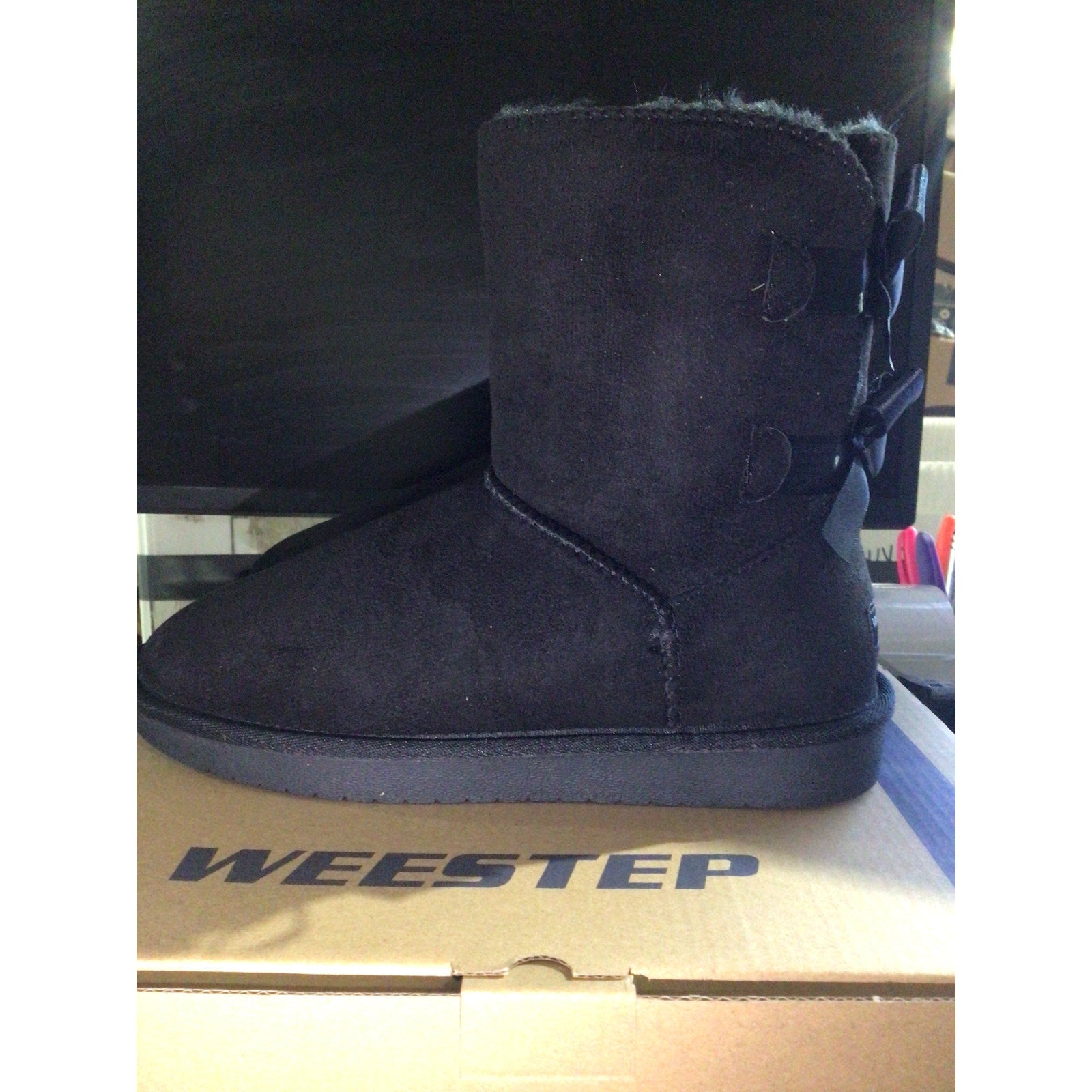 Weestep Women's Mid Calf Fur Lined Bow Winter Snow Boots