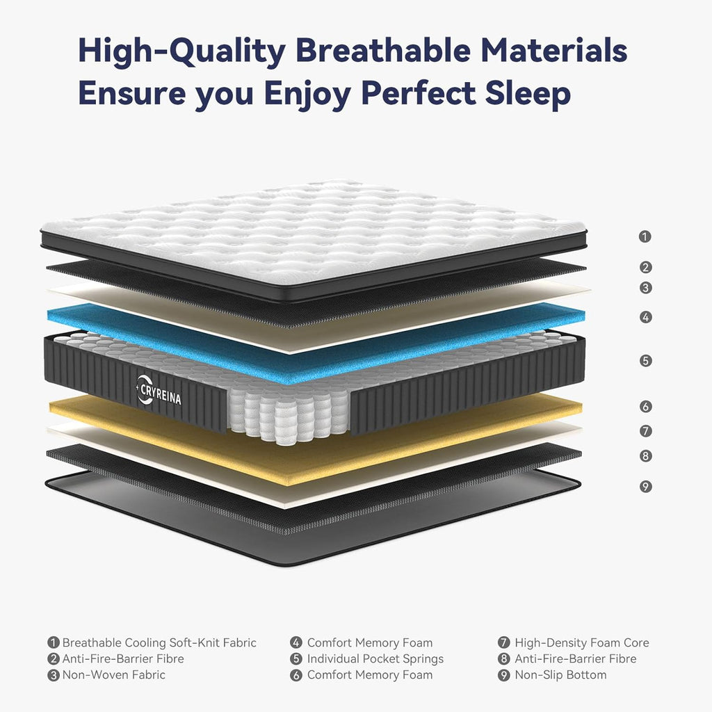 Queen Mattress, 12 Inch Hybrid, Medium Firm