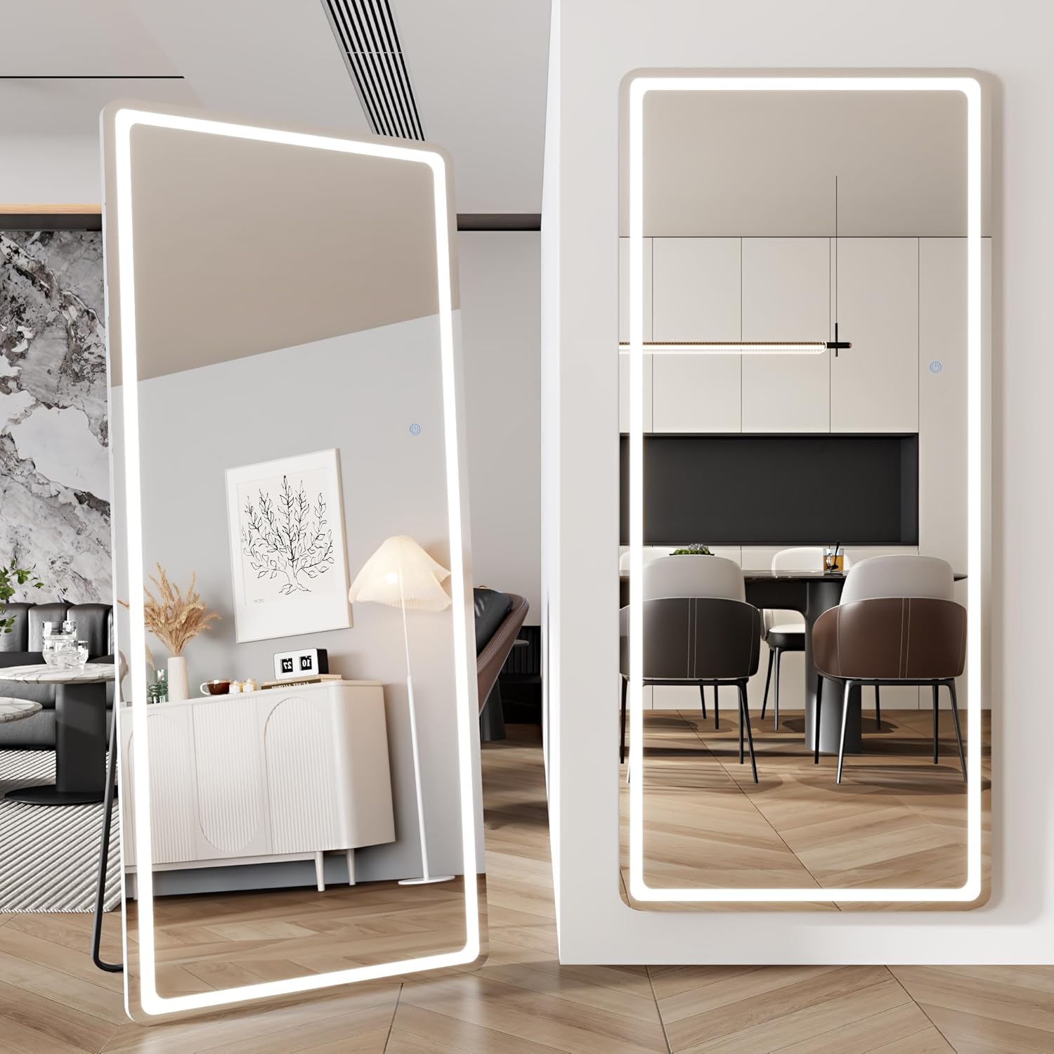 71x28 LED Full Length Mirror, Floor & Wall Mount